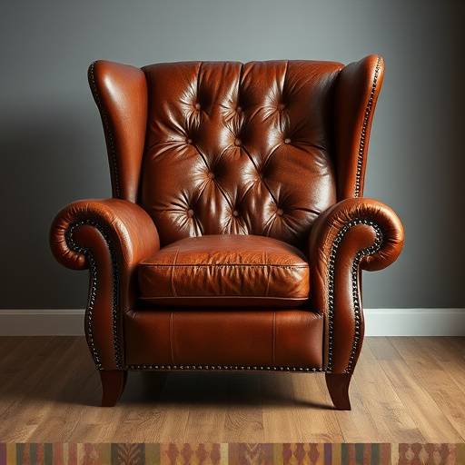 Leather armchair in a rich brown color, with a high back and comfortable armrests.