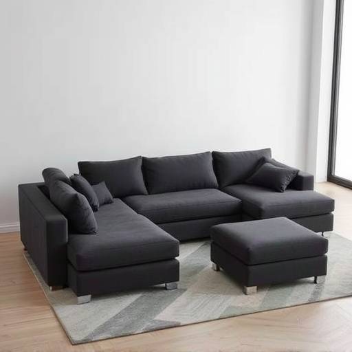 Modular sofa with multiple configurations and a dark grey finish