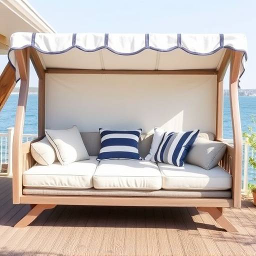 The Coastal Breeze Daybed with a nautical design and comfortable cushions